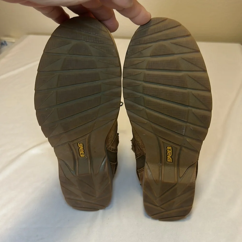 NEW Teva Zip Closure Camel Leather Suede Ankle Boots Women’s Size 6 - Picture 11 of 16